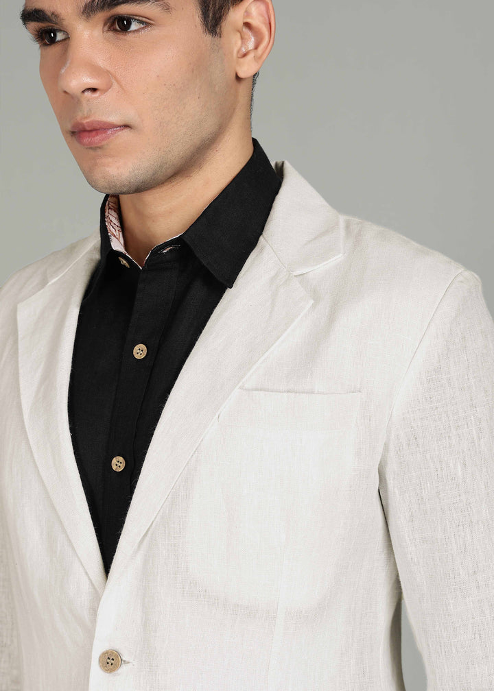 Otis - No Lining Jacket with Black Detailing - Ecru
