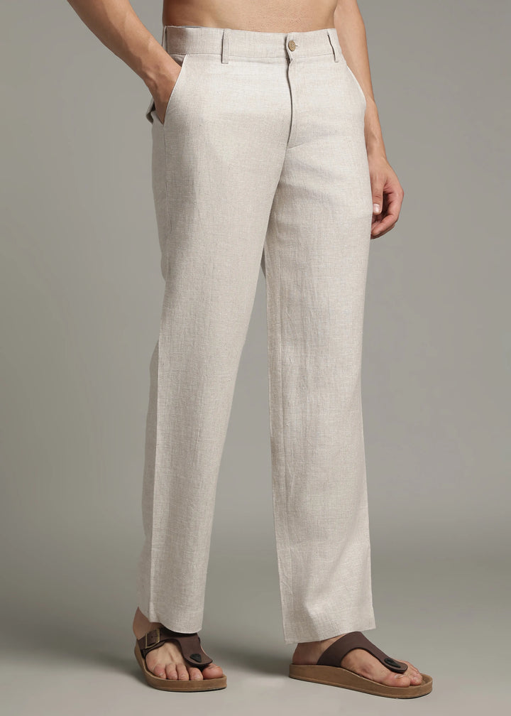 Ray - Pure Linen Trousers - Ecru