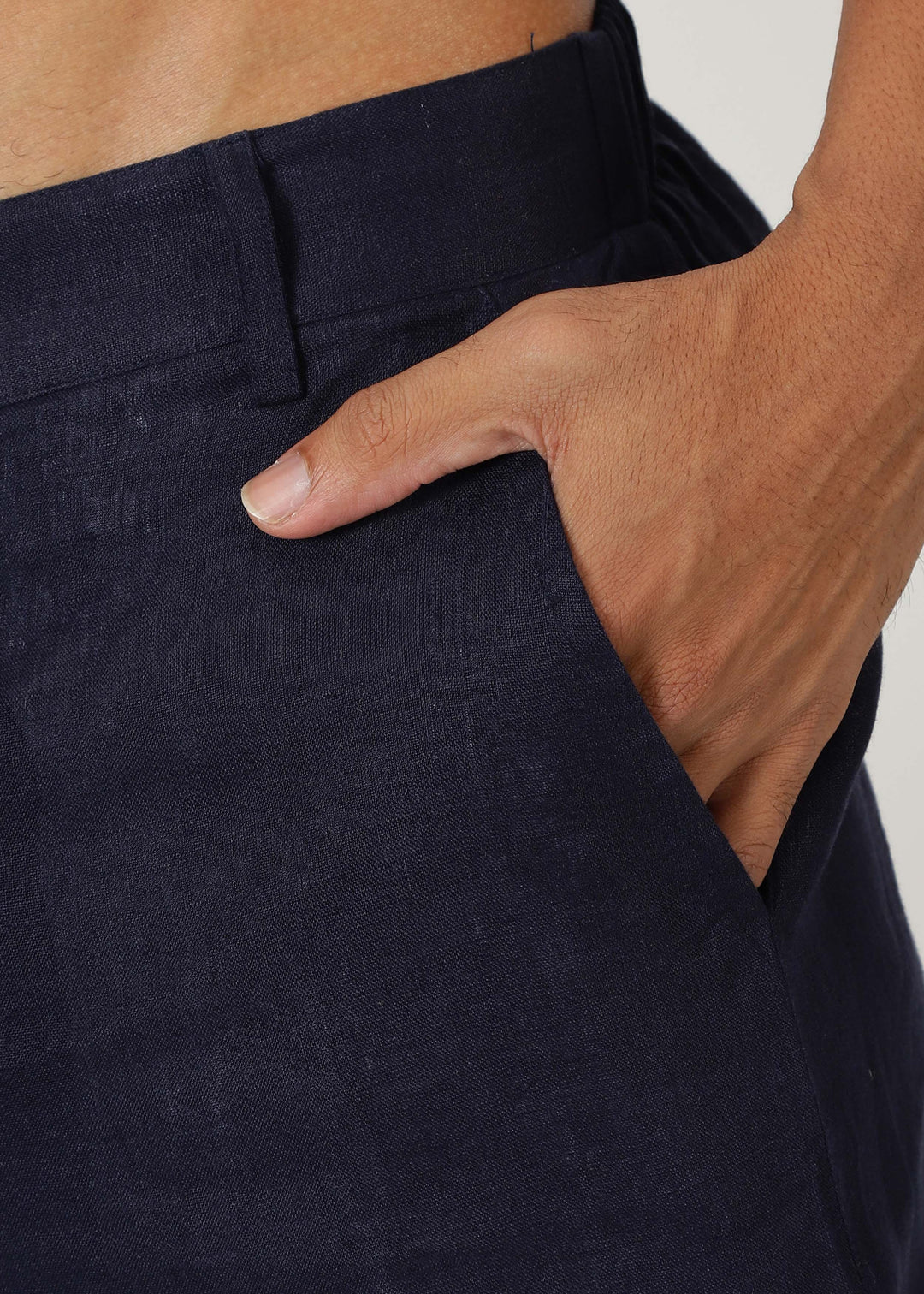 Matteo Pure Linen Shorts - Dark Blue