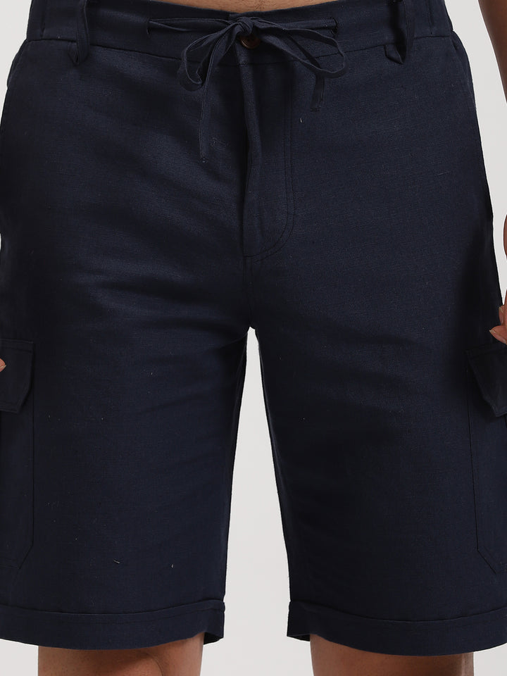 Reed - Linen Shorts - Navy (Factory Rescue)