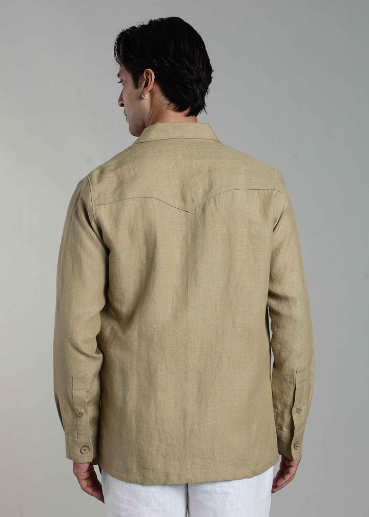 Jade - Pure Linen Shacket - Sage Green