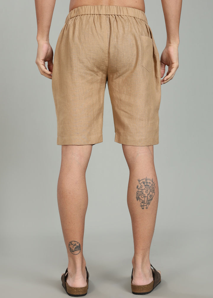 Milo Shorts - Pure Linen Shorts - Oakwood Brown