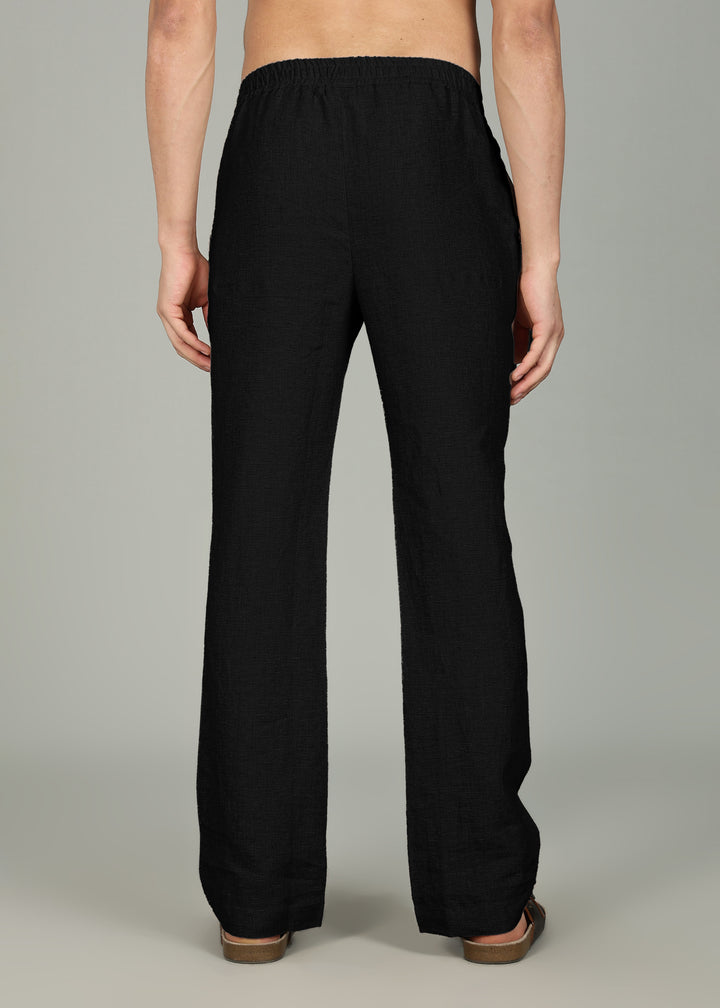 Gil - Pure Linen Kurta Pants - Black