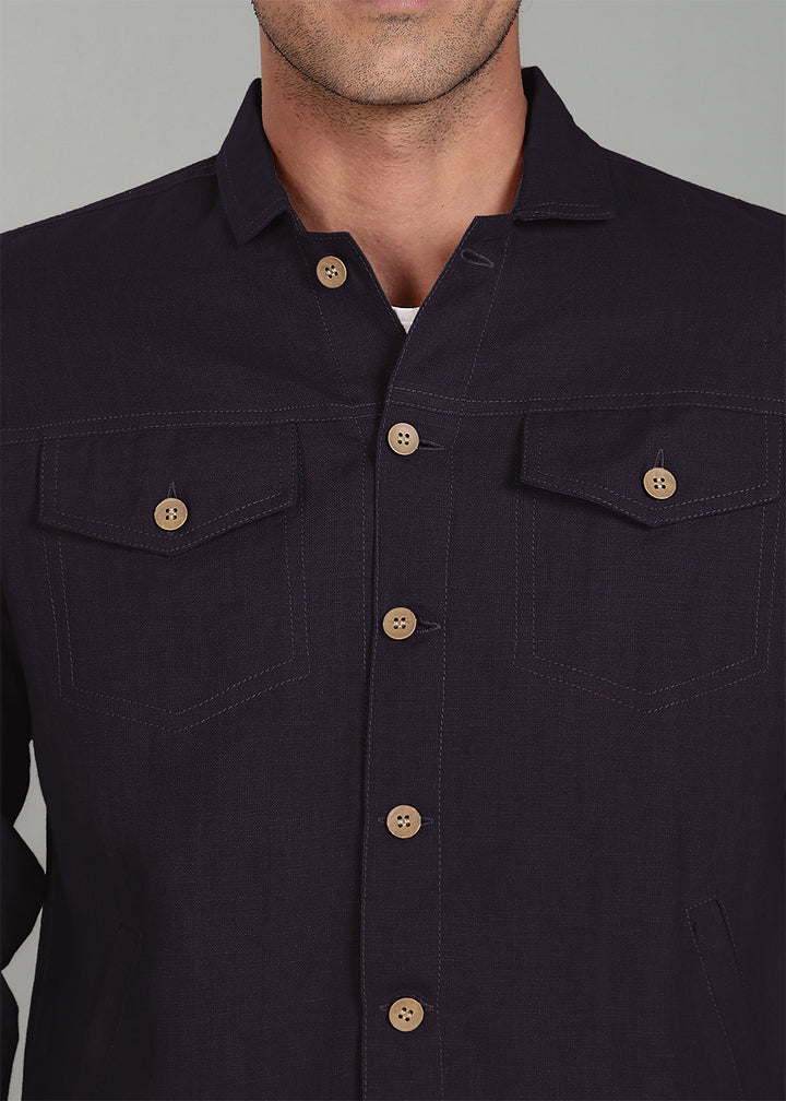 Becket - Linen Short Jacket - Dusky Violet
