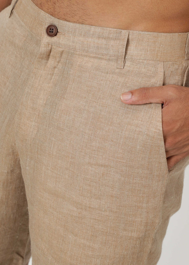 Matteo Pure Linen Shorts - Mocha