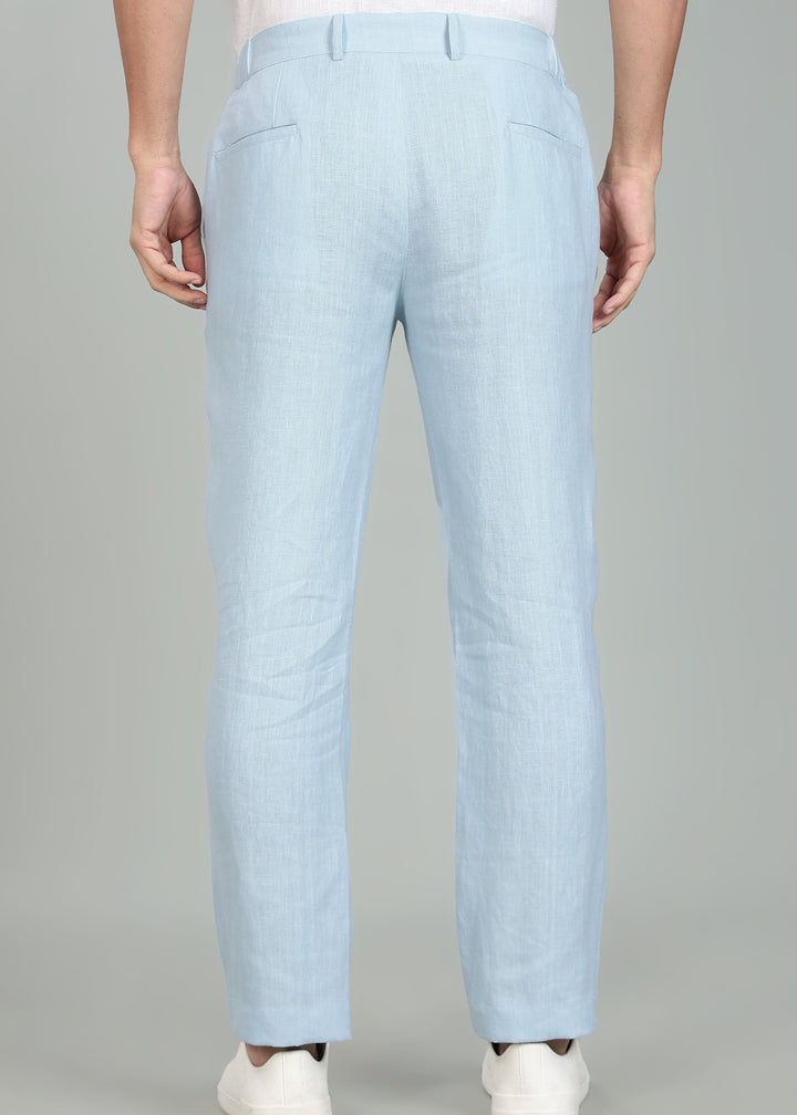 Theo - Linen Travel Pants - Pastel Blue