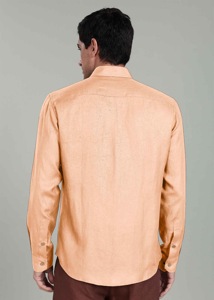 Harvey - Pure Linen Full Sleeve Shirt - Light Cinnamon