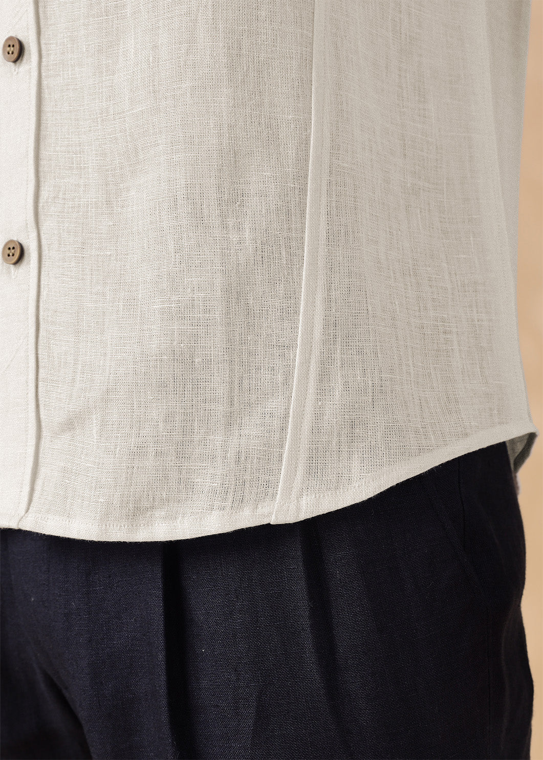 Bronco - Pure Linen Full Sleeve Shirt with Detachable Front Yoke - Ecru