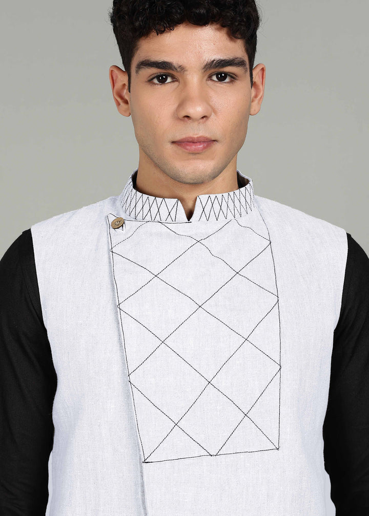 Kabir Nehru Pure Linen Jacket - White