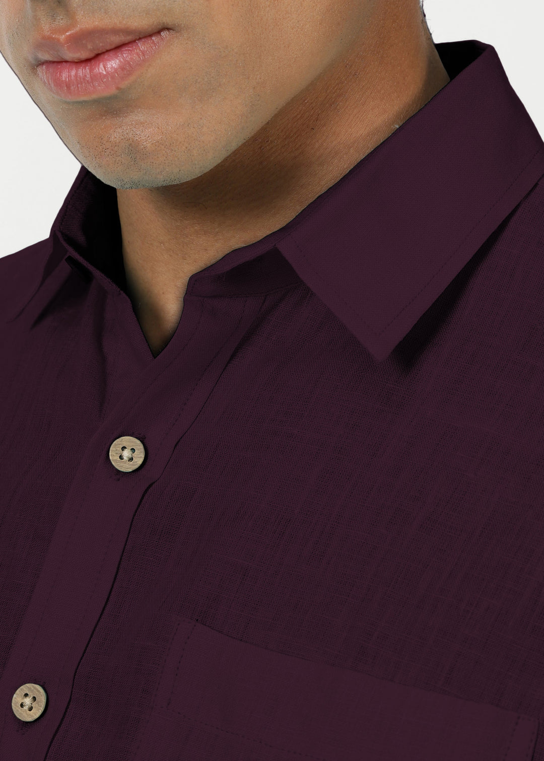 Harvey - Pure Linen Half Sleeve Shirt - Dark Purple