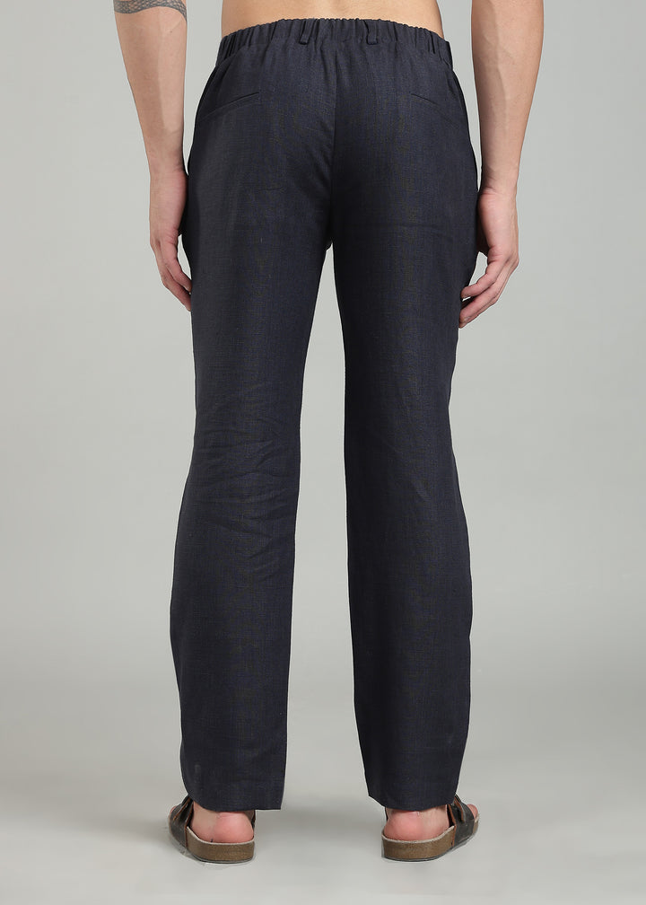 Aire - Relaxed Elastic Pure Linen Trousers - Regal Blue