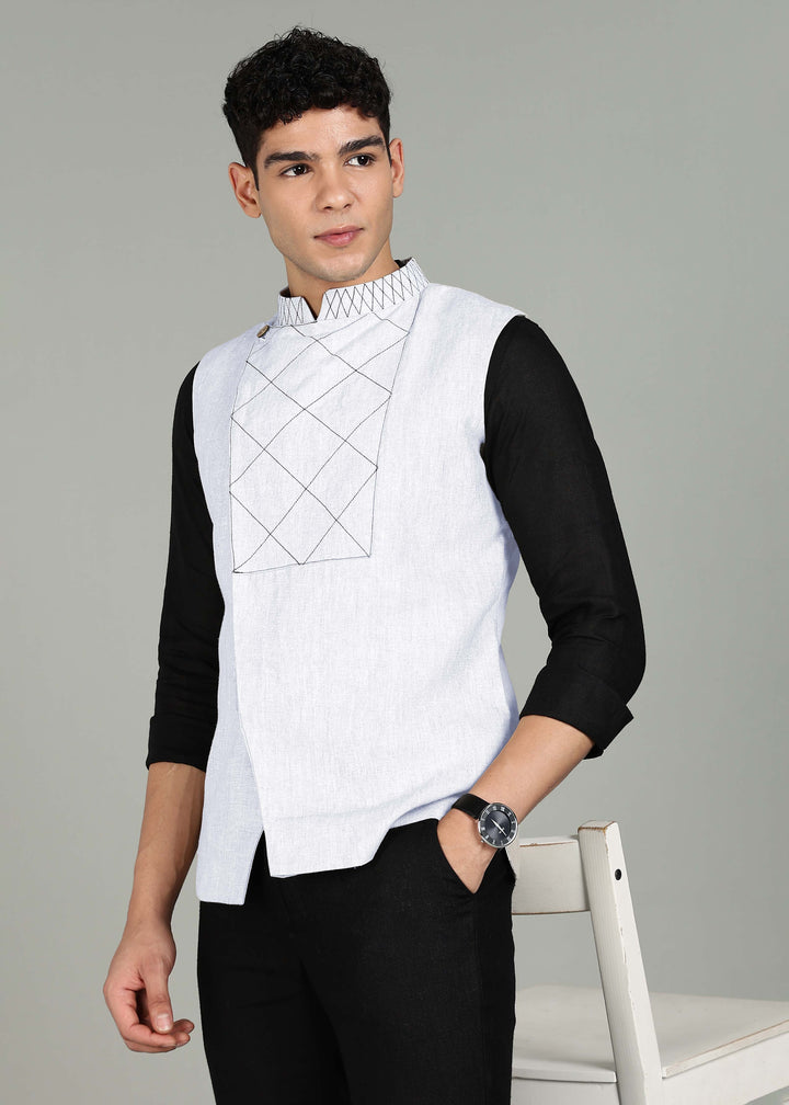 Kabir Nehru Pure Linen Jacket - White