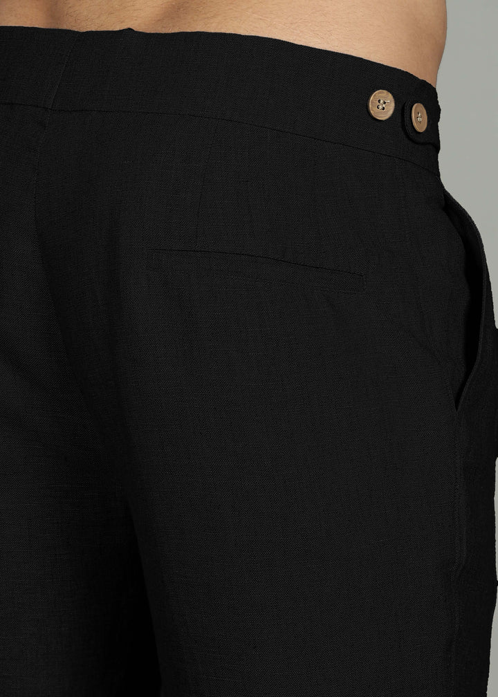 Juan - Pure Linen Italian Inspired Formal Trousers – Black