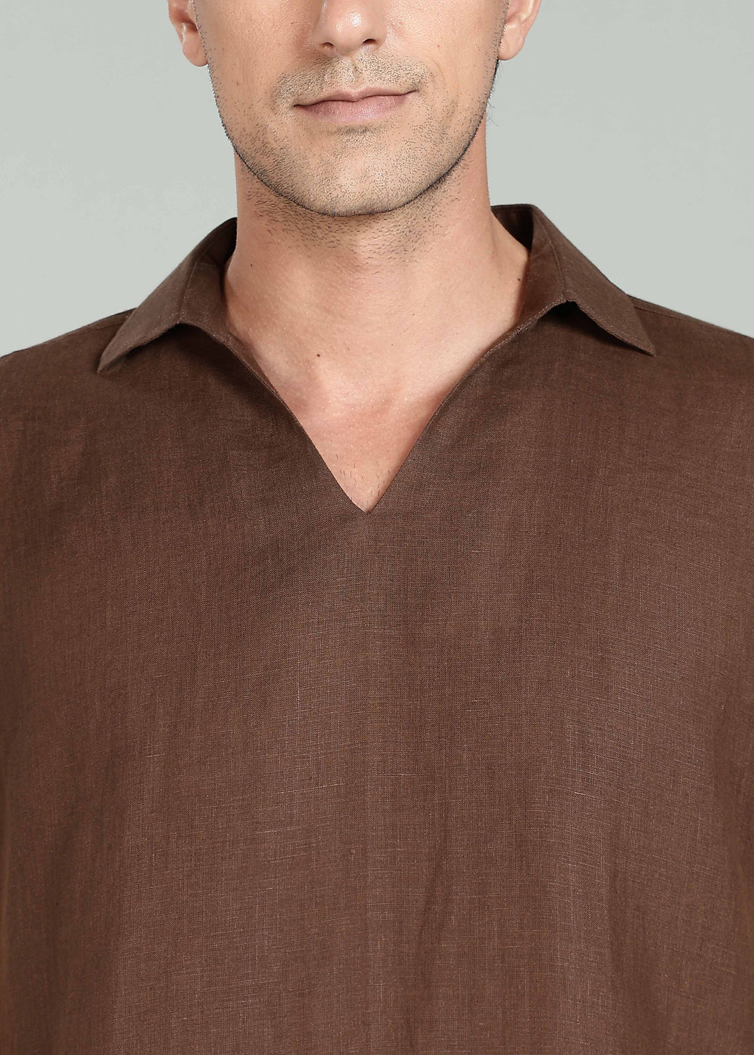 Noel T Shirt - Pure Linen Pullover T shirt - Coffee Brown