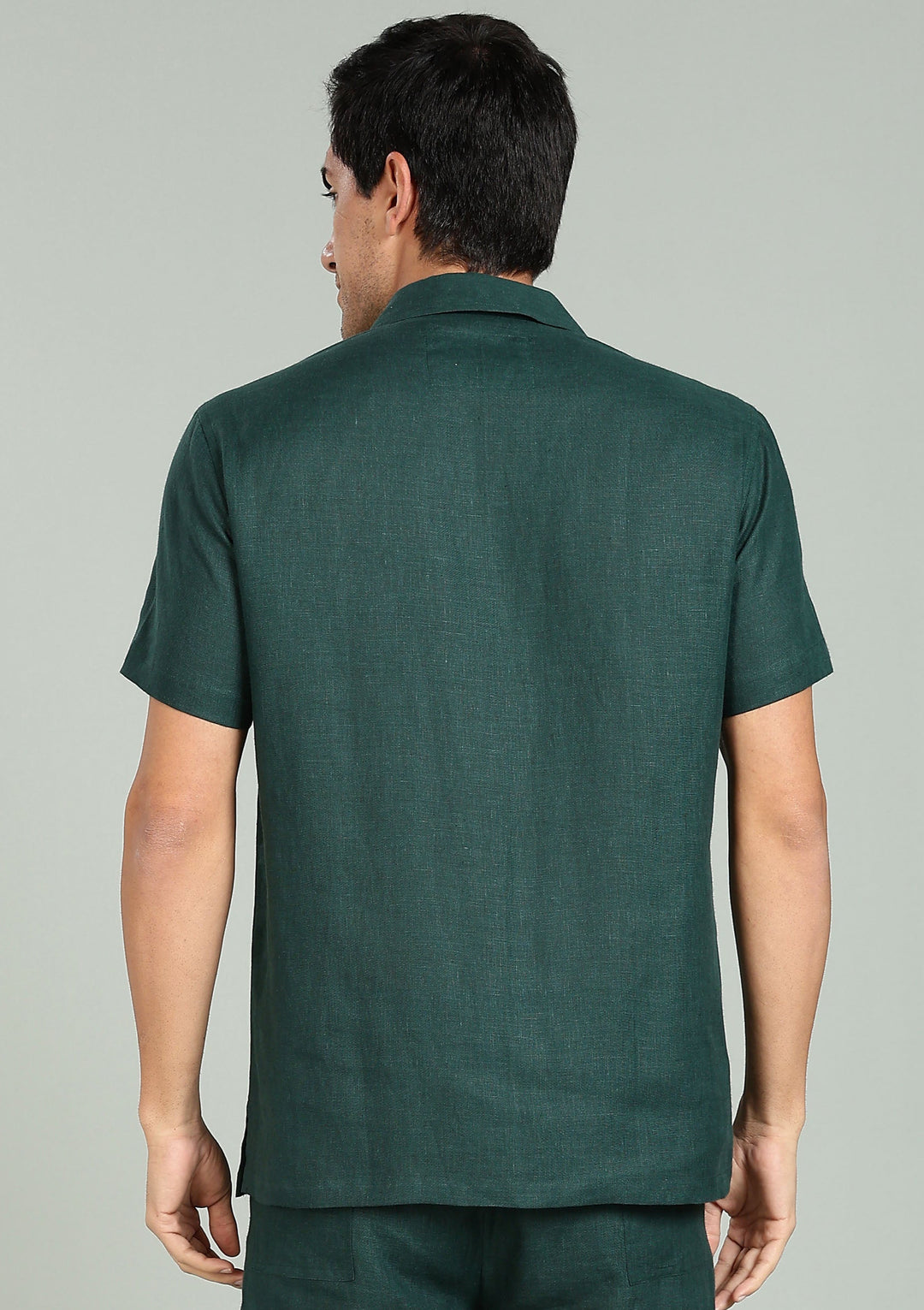 Noel Pure Linen T-Shirt & Shorts Co-Ord Set | Dark Pine Green