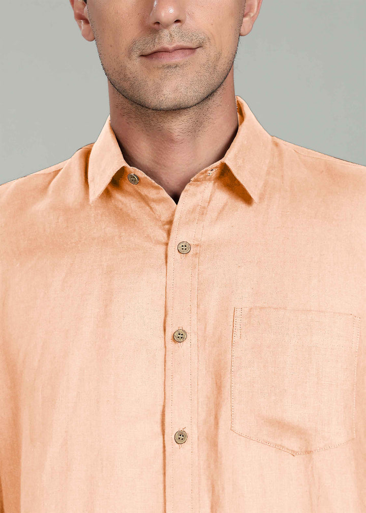 Harvey - Pure Linen Full Sleeve Shirt - Light Cinnamon