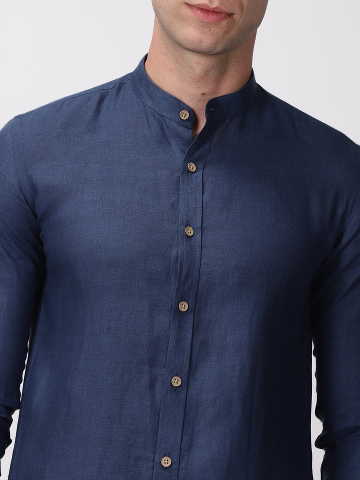 Denim Delight Look | Ronan Denim Blue Shirt & Pure Black Trousers