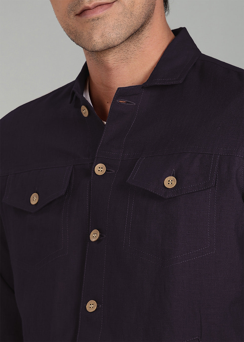 Becket - Linen Short Jacket - Dusky Violet