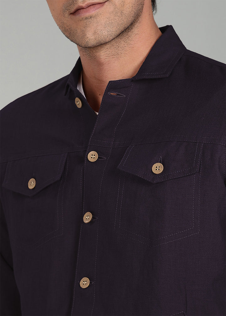 Becket - Linen Short Jacket - Dusky Violet