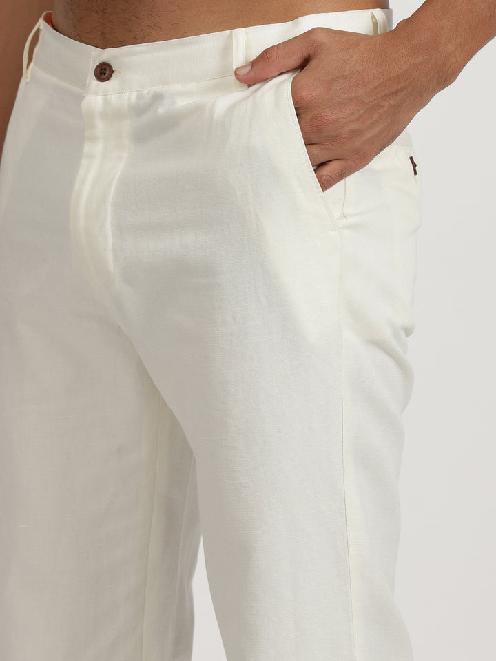 Ian Chino Pants - Men's Linen Trousers - Off White