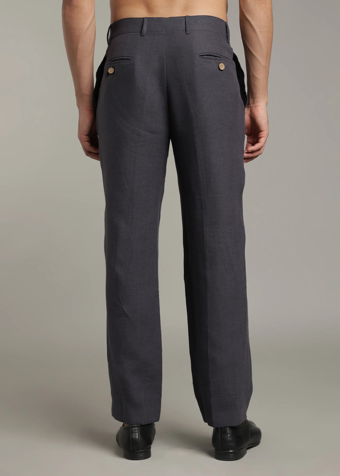 Calvin - Pure Linen Double Pleated Trousers - Seal Grey