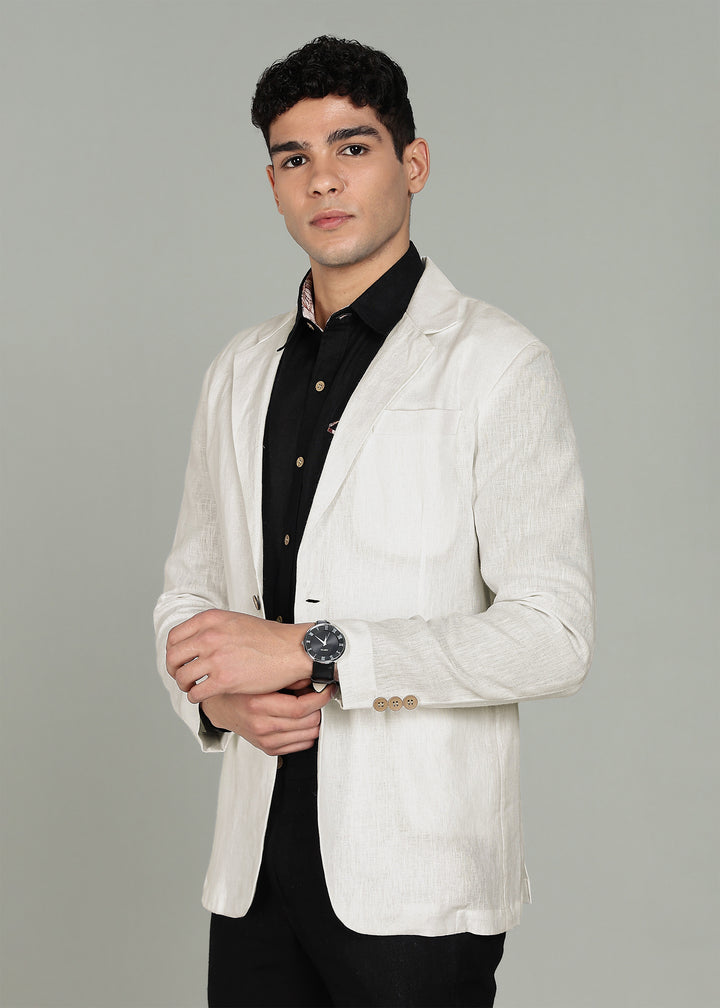 Otis - No Lining Jacket with Black Detailing - Ecru