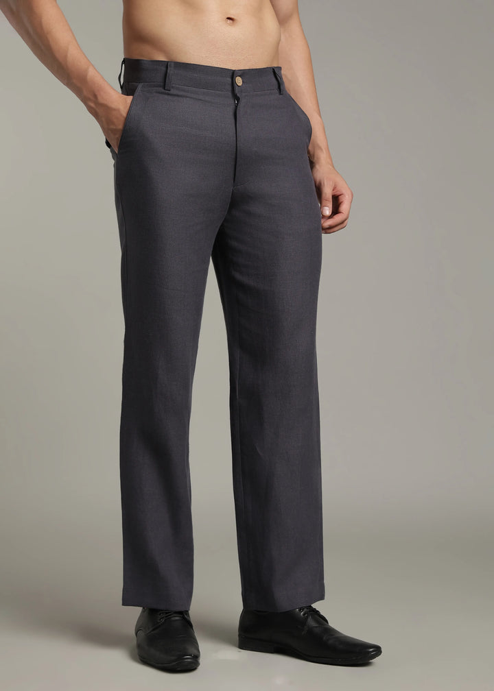 Ray - Pure Linen Trousers - Seal Grey