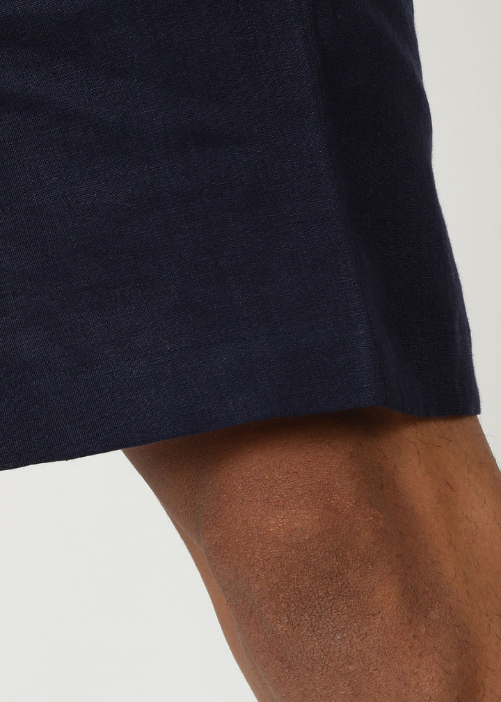 Matteo Pure Linen T-Shirt & Shorts Co-ord Set | Dark Blue