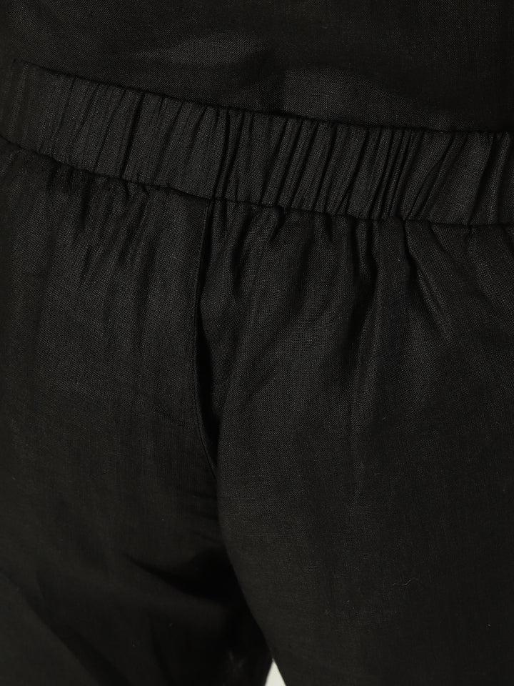 Matteo Pure Linen T-Shirt & Shorts Co-ord Set | Black