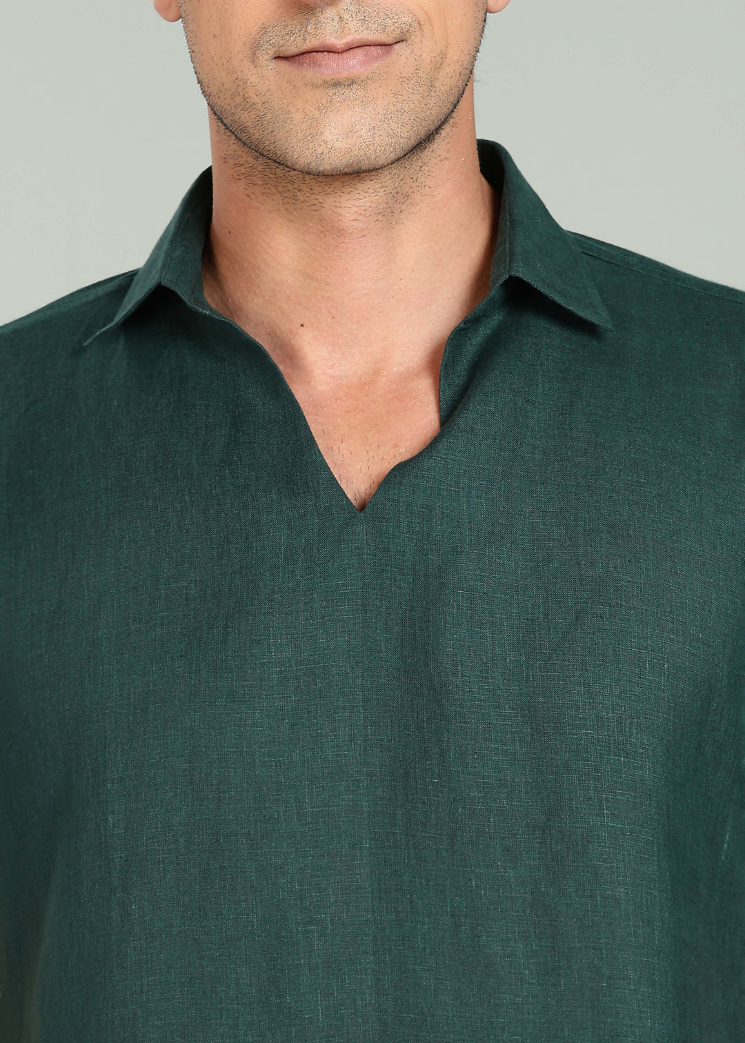 Noel T Shirt - Pure Linen Pullover T shirt - Dark Pine Green