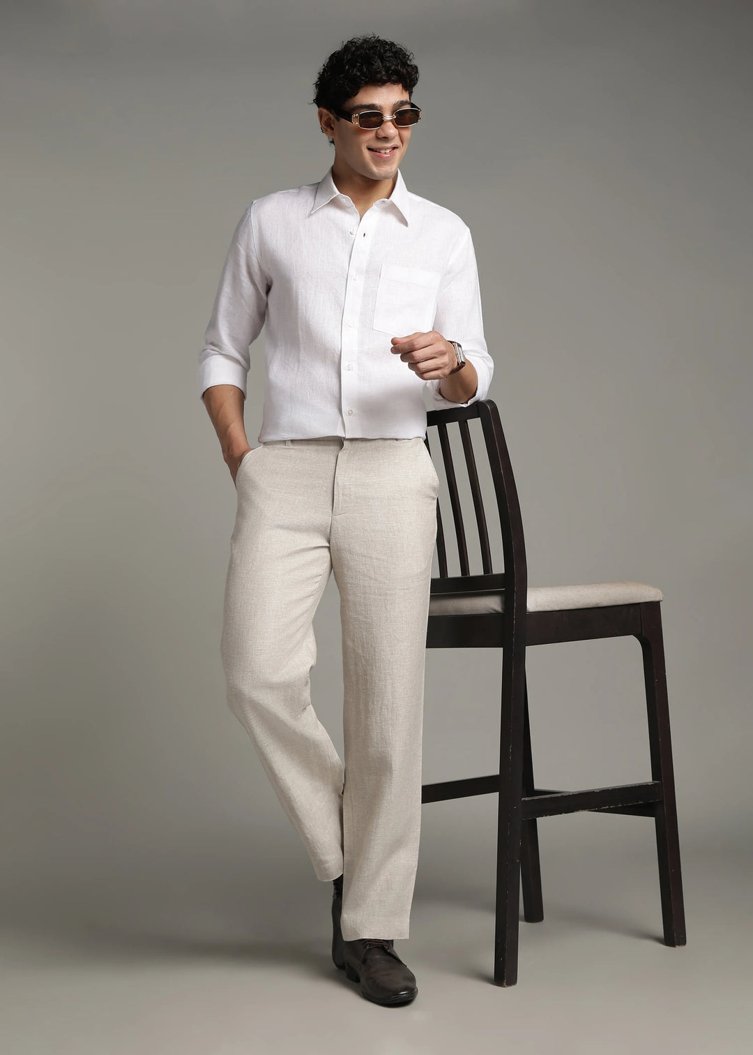 Ray - Pure Linen Trousers - Ecru
