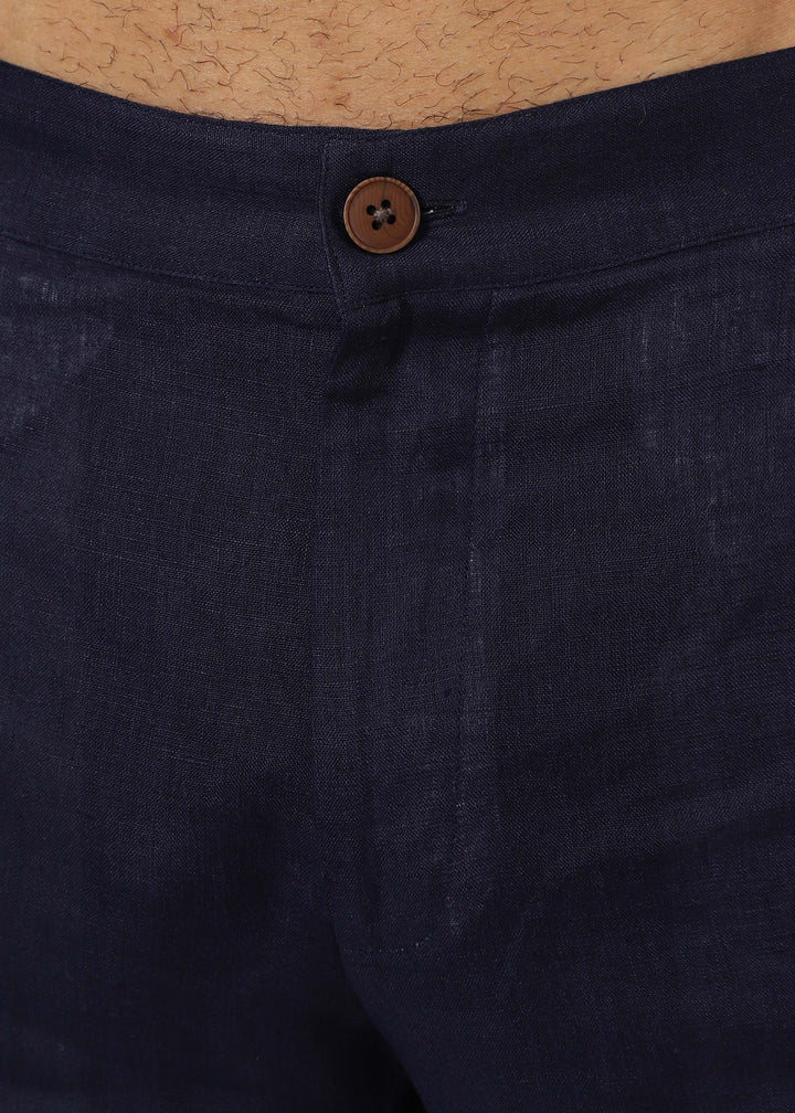 Matteo Pure Linen T-Shirt & Shorts Co-ord Set | Dark Blue
