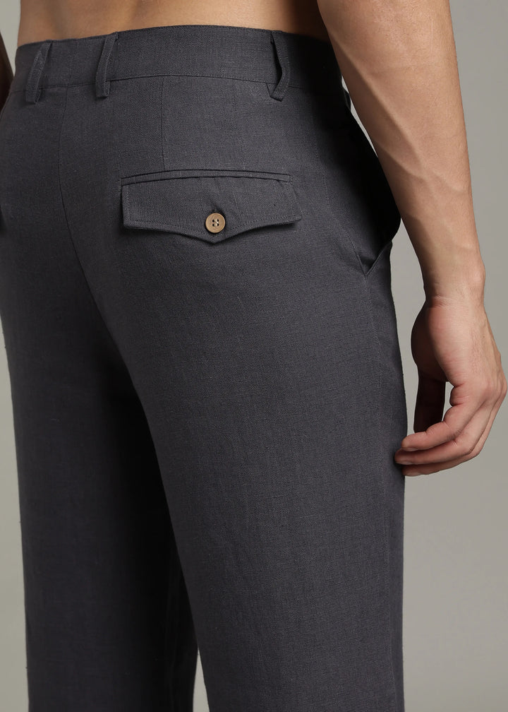 Ray - Pure Linen Trousers - Seal Grey