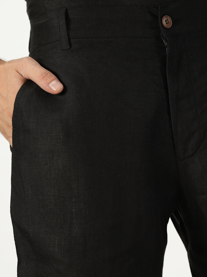 Matteo Pure Linen T-Shirt & Shorts Co-ord Set | Black