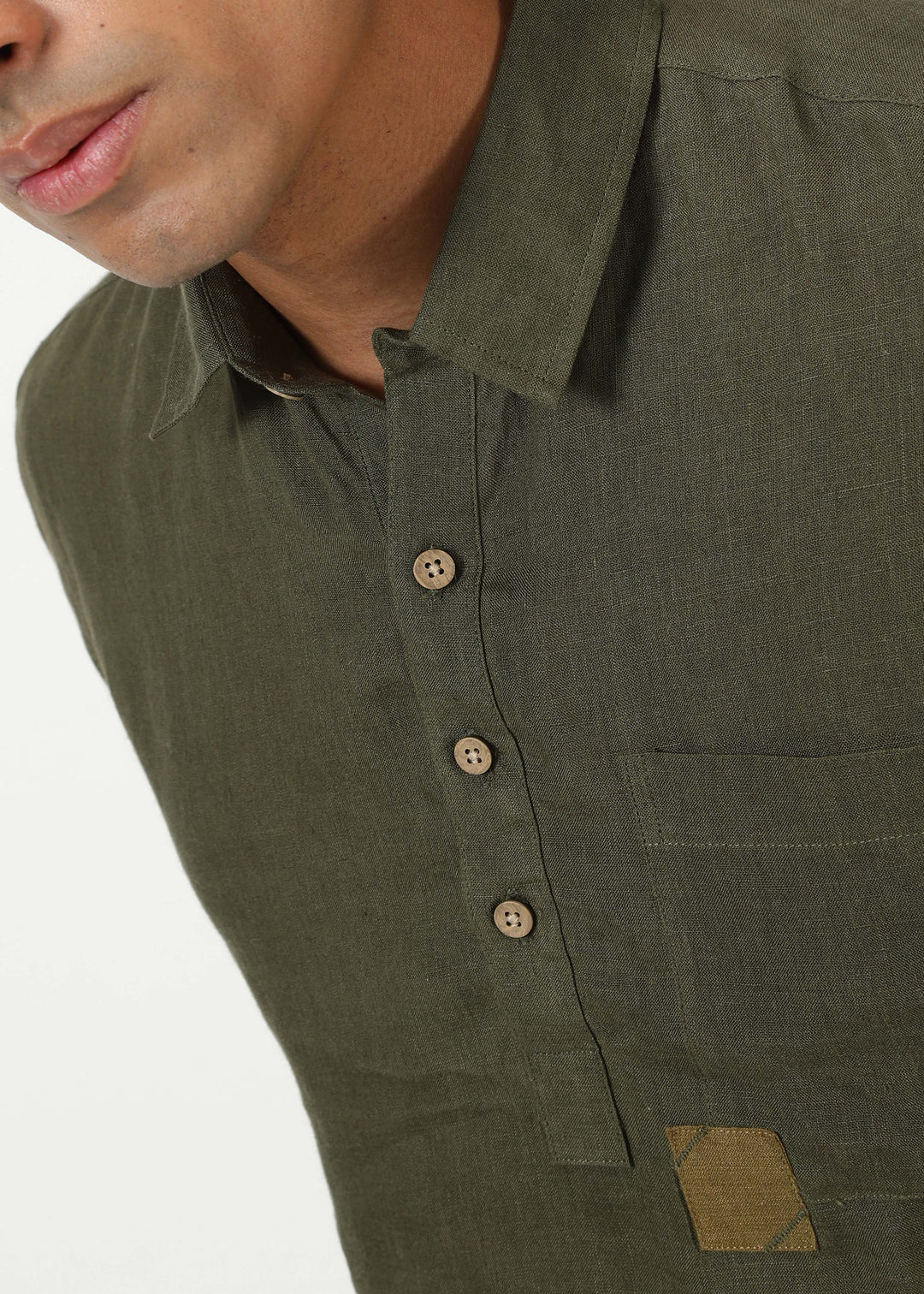 Matteo Pure Linen T-Shirt - Moss Green