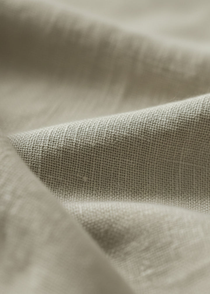 Brandon Double Button Broad Pure Linen Trousers - Artichoke Green