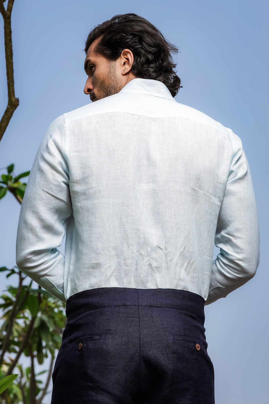 Austin - Pure Linen Button Down Full Sleeve Shirt - Light Blue