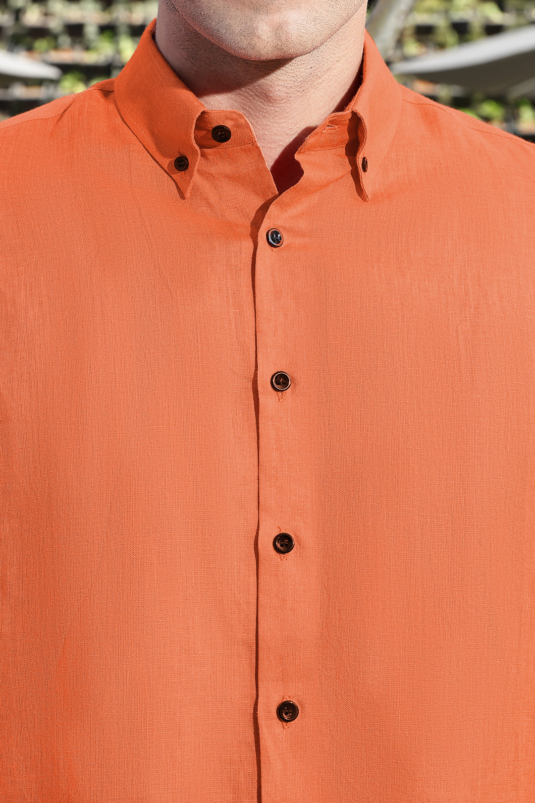 Blaze - Pure Linen Button Down Full Sleeve Shirt - Carrot Orange