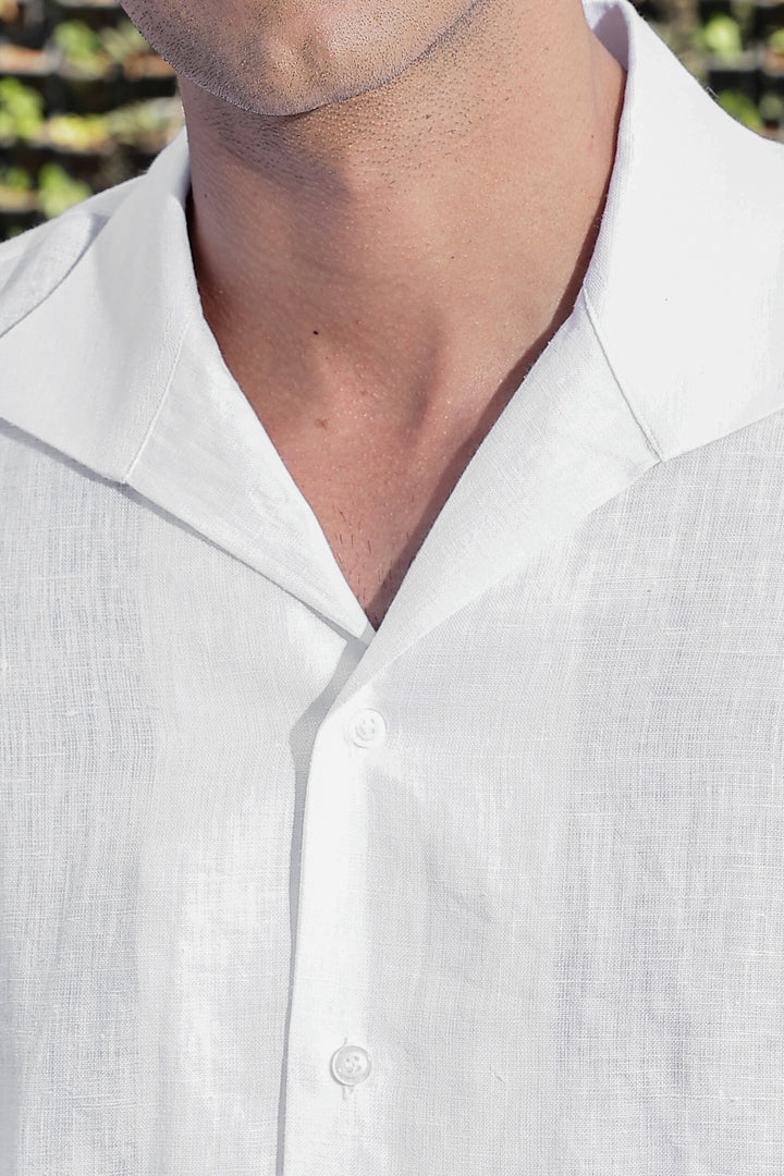 Tom - Continental Single Piece Collar Formal Shirt - White