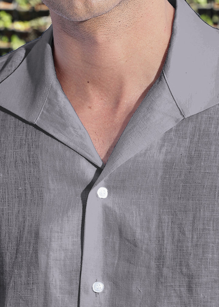 Tom - Continental Single Piece Collar Formal Shirt - Charcoal Grey