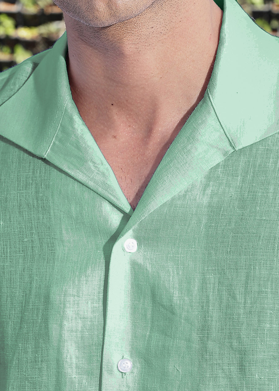 Tom - Continental Single Piece Collar Formal Shirt - Spring Green