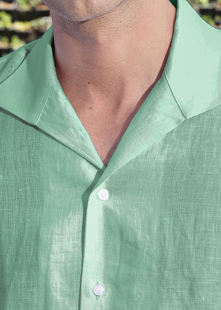 Tom - Continental Single Piece Collar Formal Shirt - Spring Green
