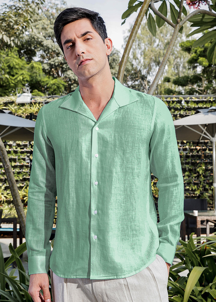 Tom - Continental Single Piece Collar Formal Shirt - Spring Green
