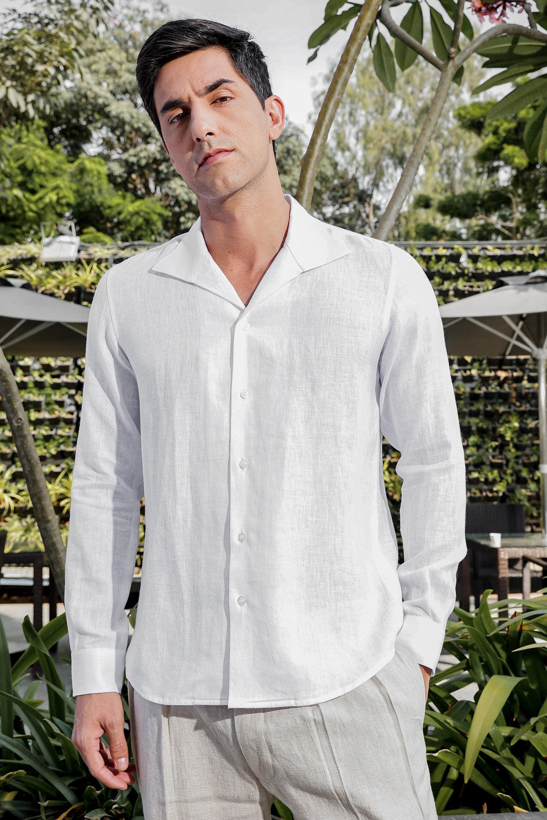 Tom - Continental Single Piece Collar Formal Shirt - White