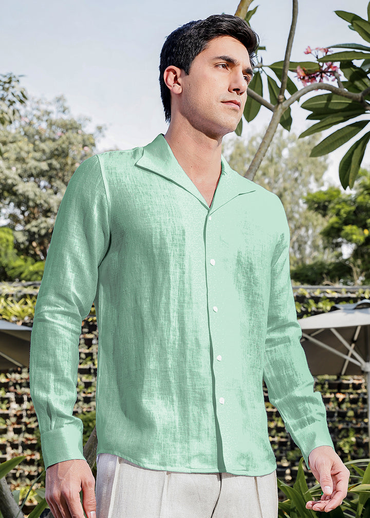 Tom - Continental Single Piece Collar Formal Shirt - Spring Green