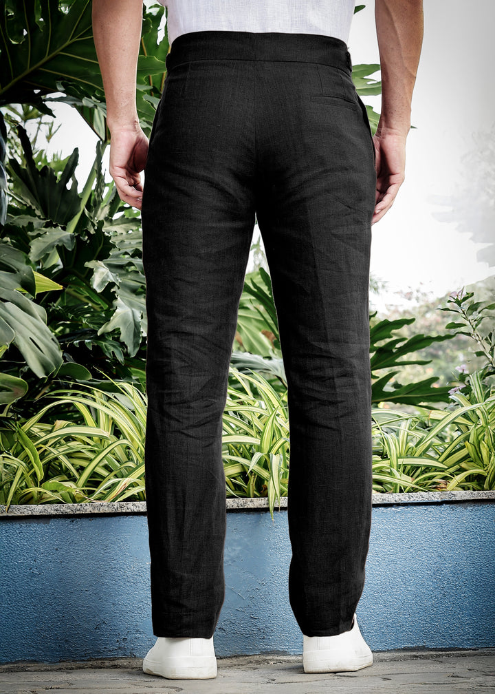 Ed - Premium Pure Linen Gurkha Pants - Black