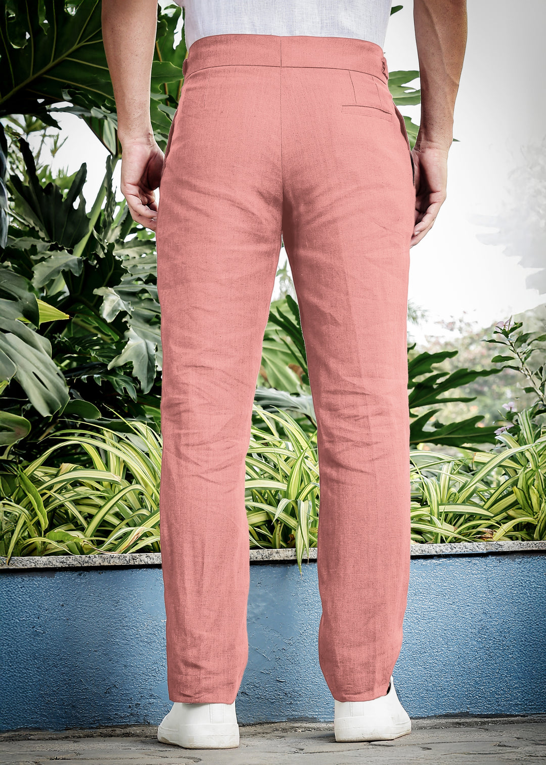 Ed - Premium Pure Linen Gurkha Pants - Rose Pink