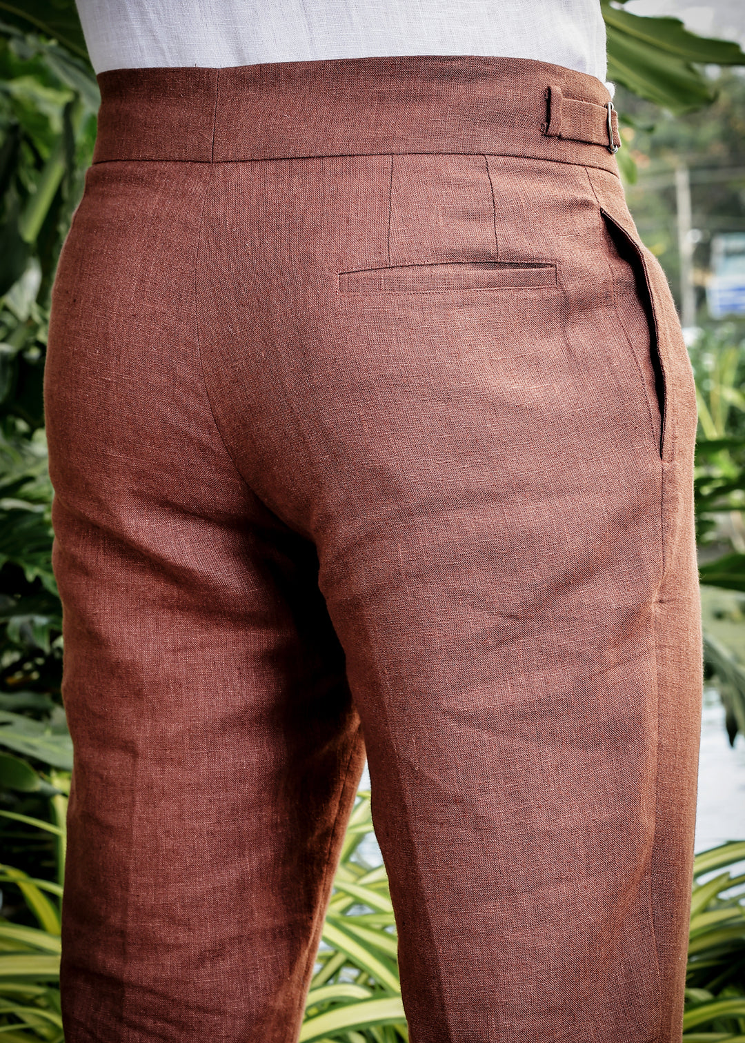 Ed - Premium Pure Linen Gurkha Pants - Amber Brown