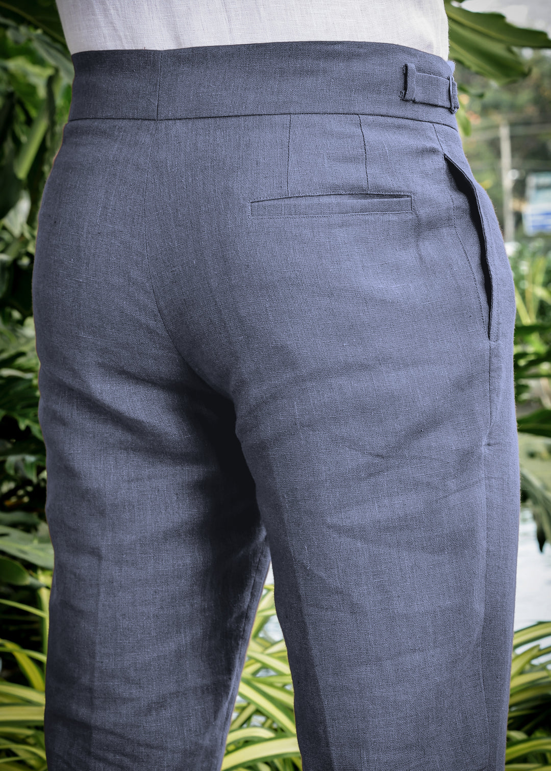 Ed - Premium Pure Linen Gurkha Pants - Dark Blue Grey