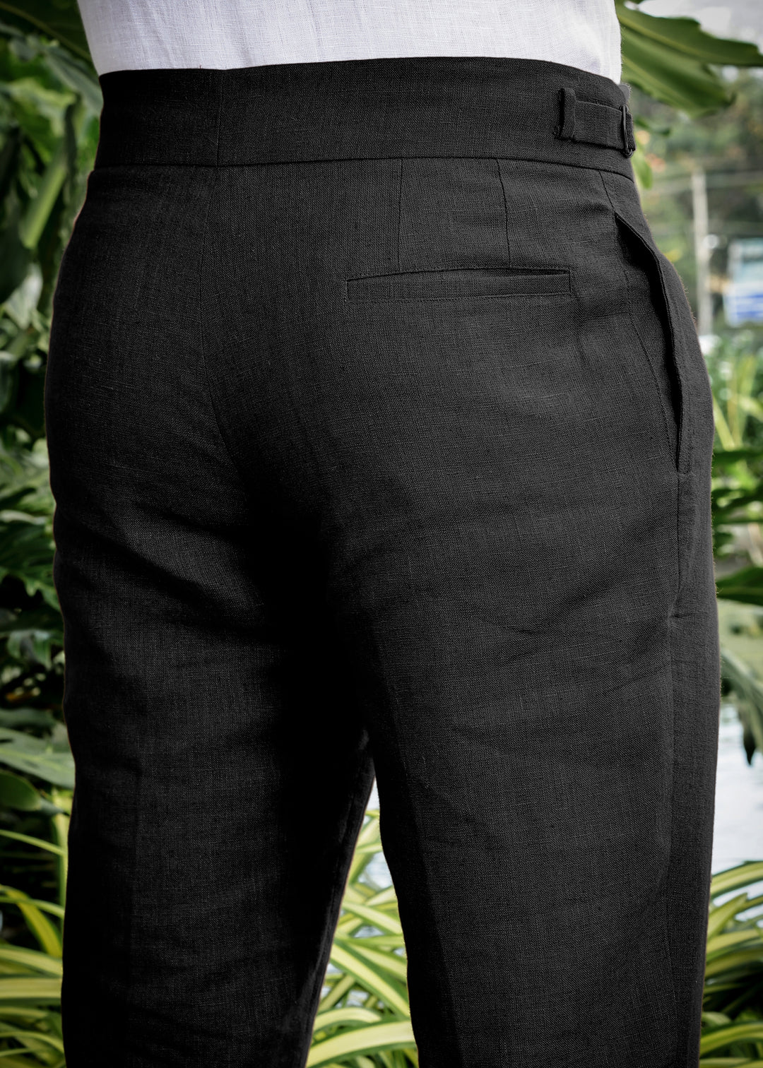 Ed - Premium Pure Linen Gurkha Pants - Black